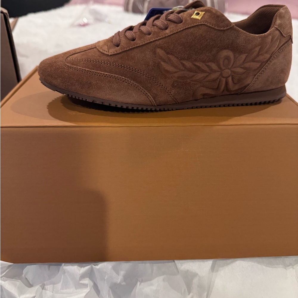 MCM Women's Tan Suede Sneakers - Picture 4 of 9